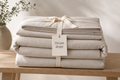 Dream drape oatmeal washed cotton bedding folded product image