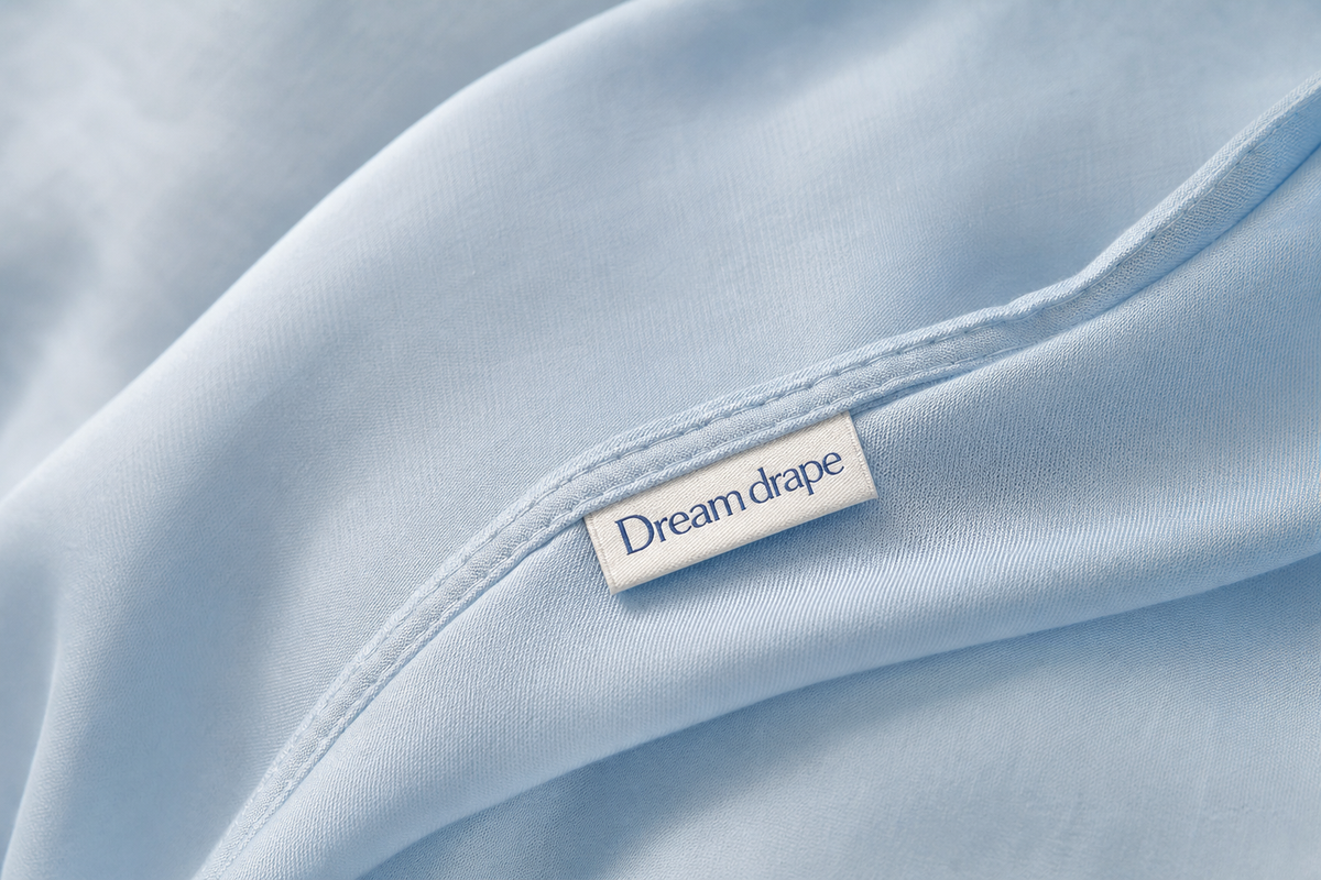 Dream drape glacier blue lyocell cooling bedding fabric detail