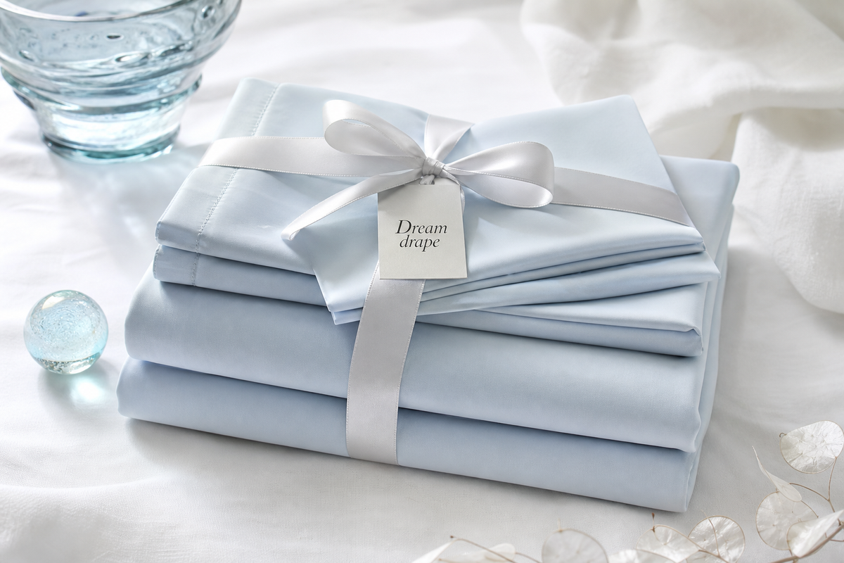 Dream drape glacier blue lyocell cooling bedding folded product image