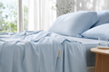 Dream drape glacier blue lyocell cooling bedding lifestyle image