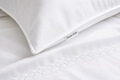 Dream drape white cotton sateen hotel bedding fabric detail