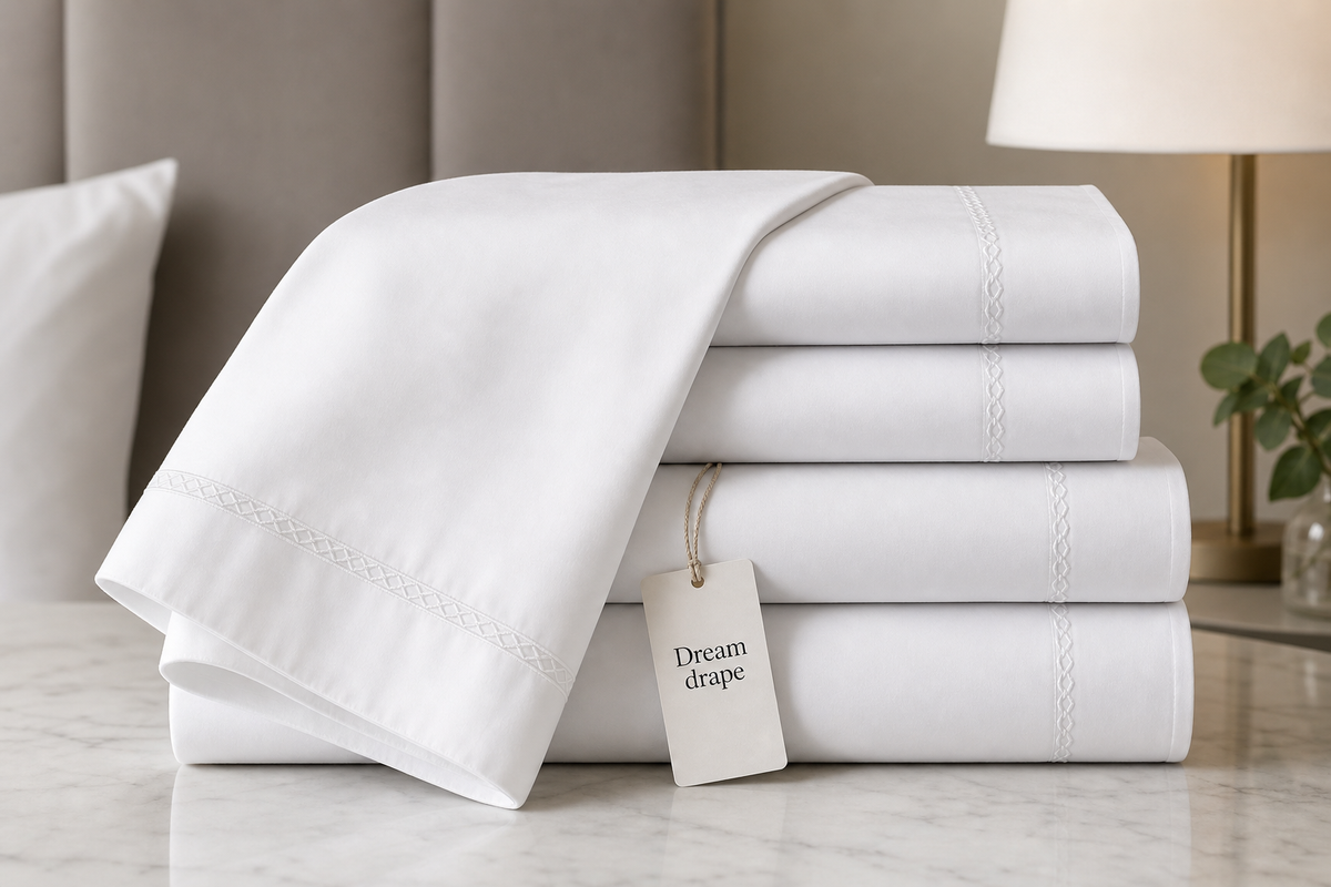 Dream drape white cotton sateen hotel bedding folded product image