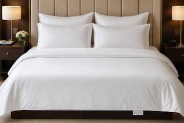 Dream drape white cotton sateen hotel bedding hero image