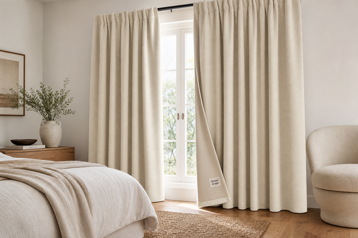 Dream drape cream chenille blackout curtain hero image