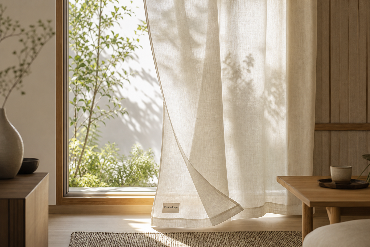 Dream drape ivory linen-look sheer curtain lifestyle image