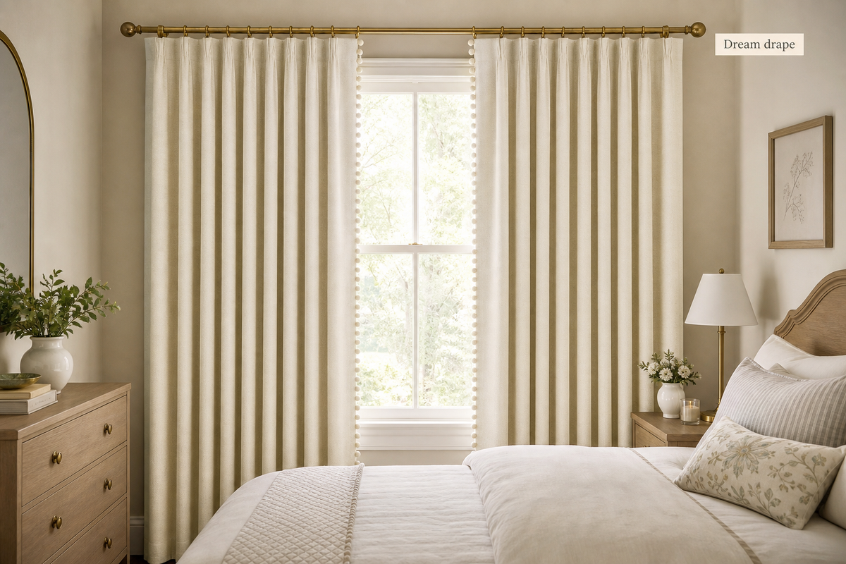 Dream drape French cream chenille fringe curtain hero image