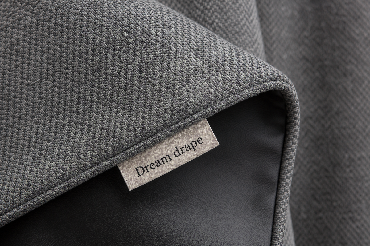 Dream drape smoky gray thermal blackout curtain fabric detail
