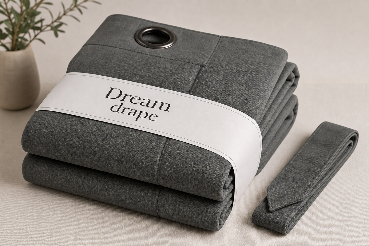 Dream drape smoky gray thermal blackout curtain folded product image