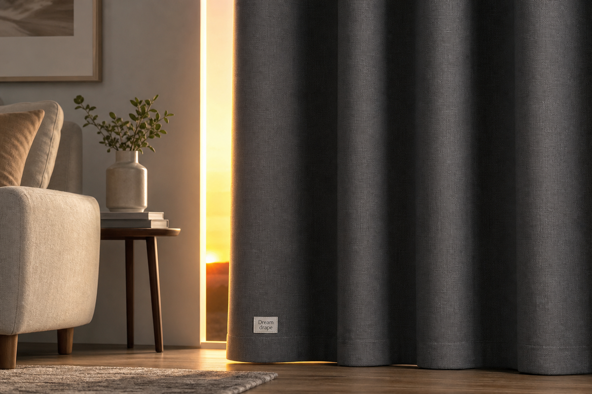 Dream drape smoky gray thermal blackout curtain lifestyle image