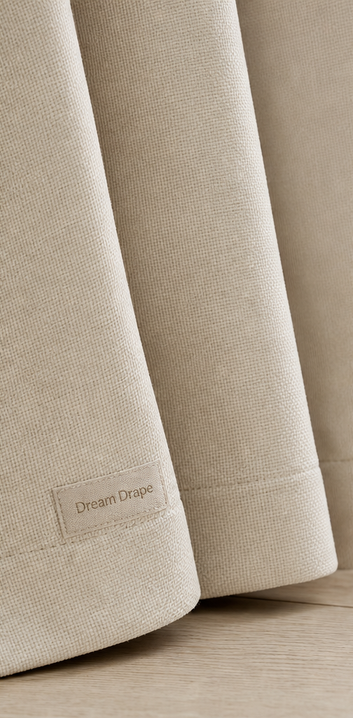 Dream drape Blackout Curtains detail with logo