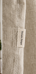 Dream drape Linen Cafe Curtains detail with logo