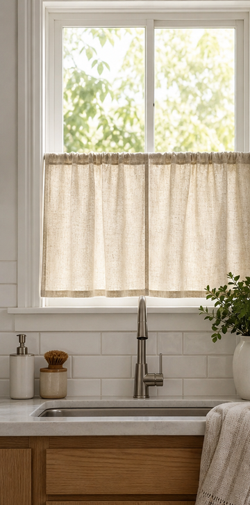 Dream drape Linen Cafe Curtains main scene