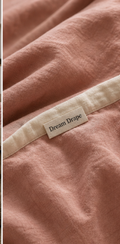 Dream drape Washed Cotton Bedding detail with logo